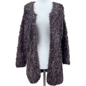 NWOT Search For Sanity Size M Woman Purple Fuzzy Long-Sleeve Cardigan Open front
